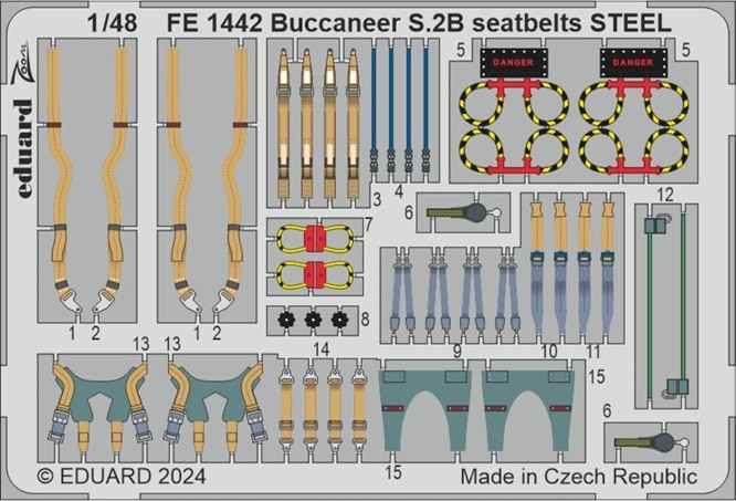 Eduard Accessories FE1442 - 1:48 Buccaneer S.2B Seatbelts STEEL AIRFIX - New