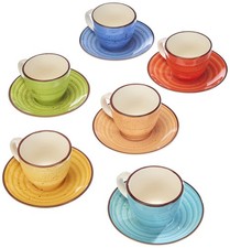 Tognana Art & Pepper, Set 6 Tazzine Caffè Con Piatto cc 90, 12 Pezzi, Stoneware,