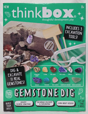 THINK BOX GEMSTONE DIG  3 EXCAVATION TOOLS  6 REAL GEMSTONES