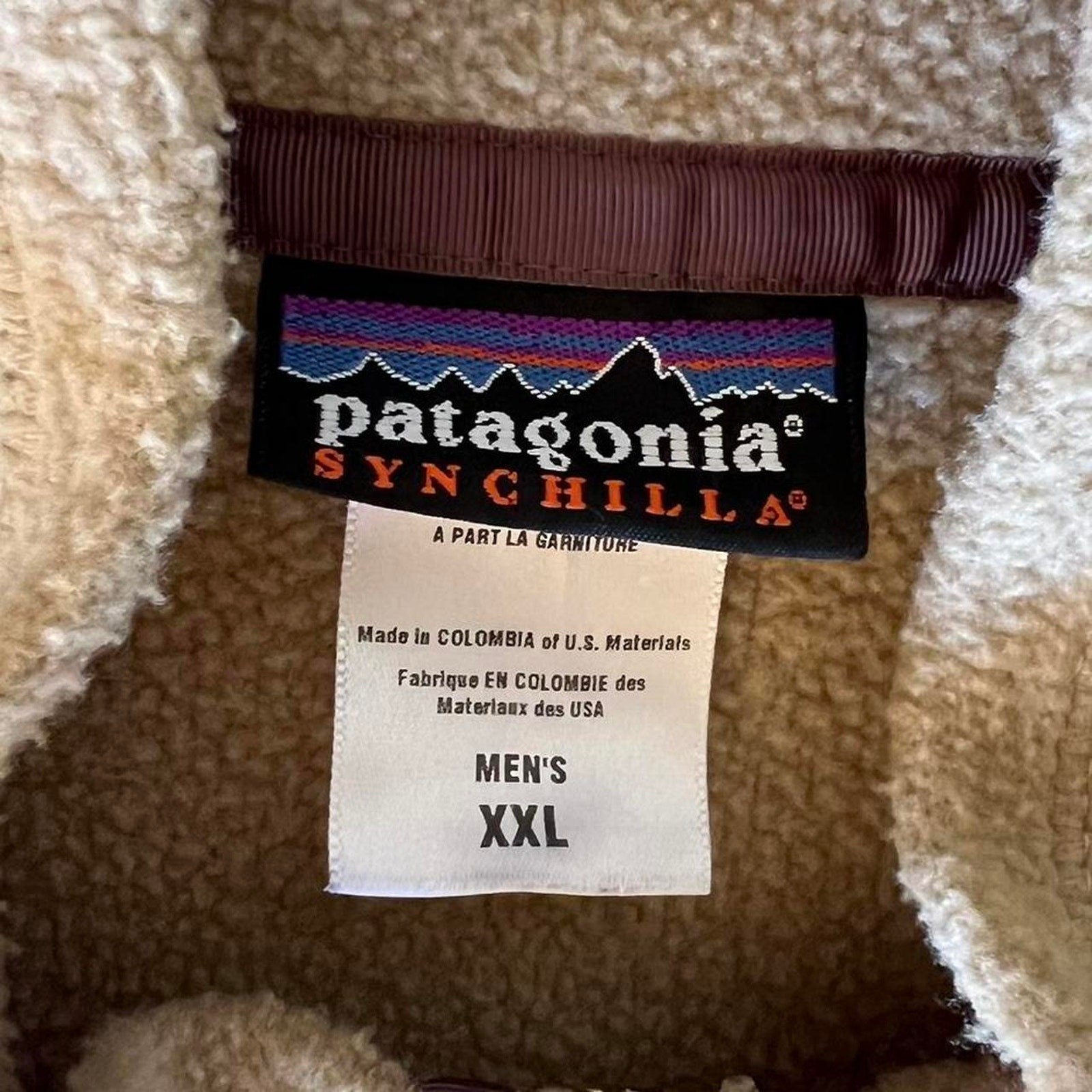 2005 vintage Patagonia Synchilla Tan Full Gold Zip Up Pockets Y2K XXL RARE Soft image 8