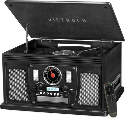 Victrola Navigator 8-in-1 Bluetooth CD Record Player Turntable VTA-600B Black