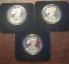 SILVER Lot of Three Proof $1 American Eagle Silver Dollars 2012W , 2013W , 2014W