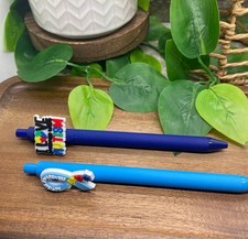 2 PC 5.7 Medium Point Retractable Black Ink Pen Set Silicone Autism Themed B189