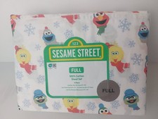 Sesame Street Sheets Set 4pc 100 Cotton Holiday winter snow elmo FULL grouch NW