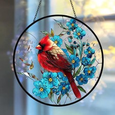 Personalized Cardinal Suncatcher Glass Window Decor Bird Lover Gift