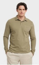 Men's Top SIZE XX- LARGE GOODFELLOW  CO Long Sleeve Polo Shirt Green