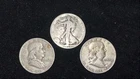 (3 coin lot) Benjamin Franklin & Liberty Half Dollars - Circulated - $1.50 face