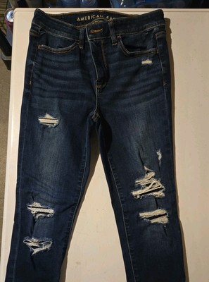 American Eagle Skinny Jeans  Womens 8 Distressed Blue Denim Next Level.Stretch