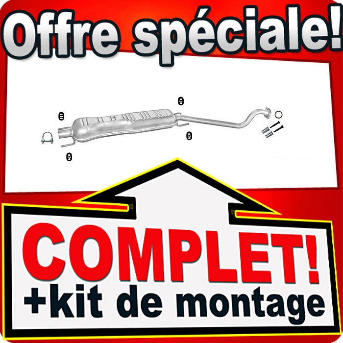 Silencieux intermédiaire pour Opel Astra G Coupe et Cabriolet 1.6 1.8 16V en acier aluminisé