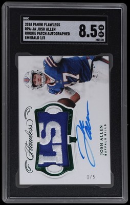 2018 Panini Flawless Josh Allen #RPAJA SGC 8.5 RC Rookie Patch Autograph Emerald