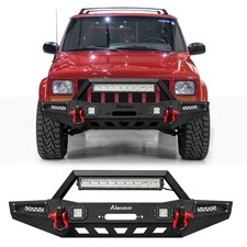 Aaiwa Fits 1983-2001 Jeep Cherokee Xj Steel Front Bumper Wwinch Plate Lights