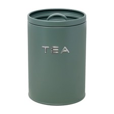 Tea Canister Sage Green with Airtight Silicone Lid Metal Caddy Kitchen Storage