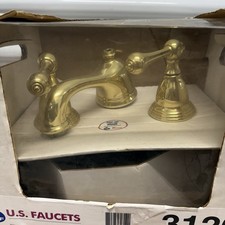 Vintage Solid Polished Brass Widespread Bathroom Sink Faucet Made in USA New