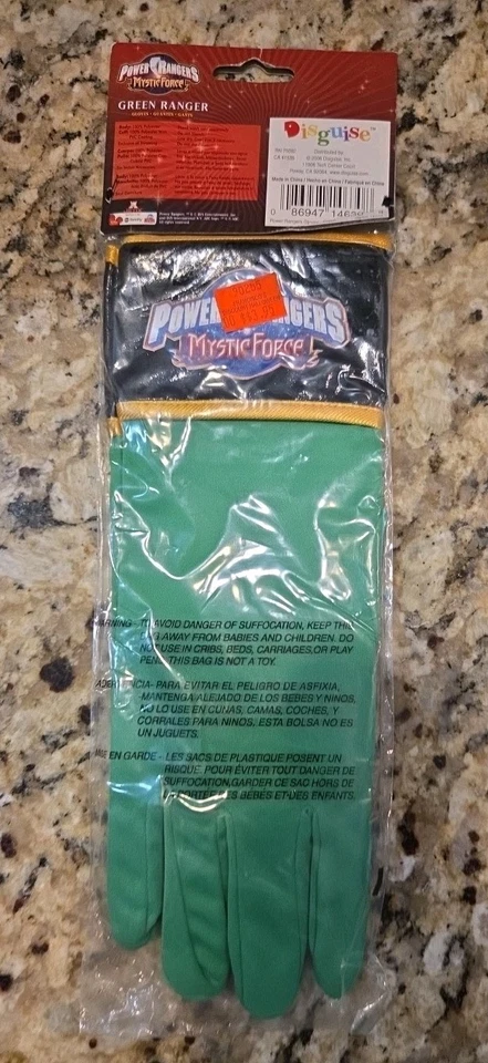 Guantes Power Rangers Mystic Force Green Ranger Halloween 2006 NOS Disquise NUEVO Foto 4 de 4