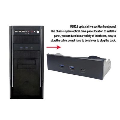 USB Front Panel Hub GEN2x2 USB A TYPE C 3 Ports 5.25in 19 Pin 20Gbps Optical SET
