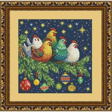Counted Cross Stitch Kit Christmas in the chicken coop DIY