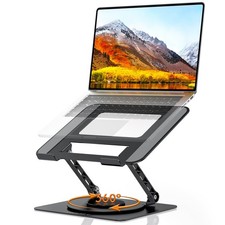 Laptop Stand for Desk 360 Rotating Base Foldable Height Adjustable Black