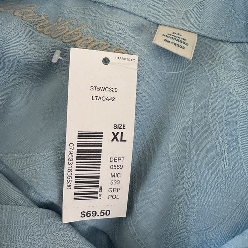 NEW Roundtree Yorke Caribbean Short Sleeve Camp Shirt XL Crystal Blue Hawaiian - Picture 6 of 8