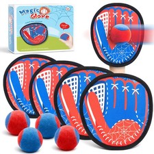 Toss and Catch Ball Game Set, Toddler Baseball Glove for Beach blue red