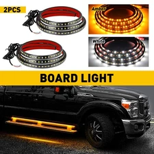 2X Running 60" LED Board Light DRL Step Side Strip Bar White Amber Turn Signal