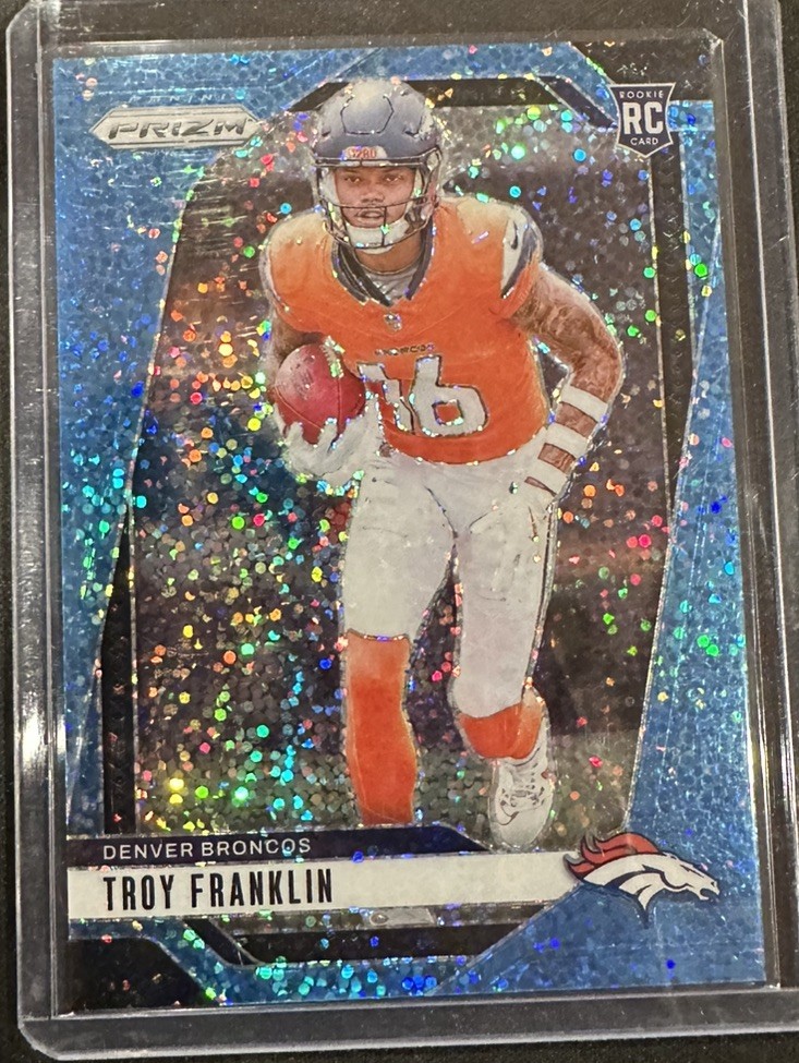 TROY FRANKLIN 2024 PANINI PRIZM #393 ROOKIE BLUE SPARKLE RC 05 /96 BRONCOS