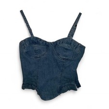 y2k denim stretch corset top size small