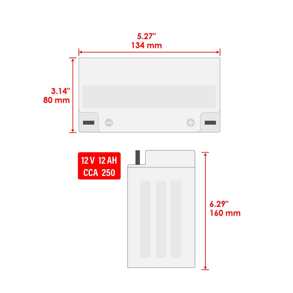 Batería AGM Yb12Al-A2 para Yamaha FZR400 1988 1989 1990 Foto 2 de 4