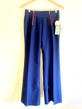VTG 70s Deadstock NWT Mid rise Red stitch DOUBLE ZIP FLARE LEG PANTS DISCO 28X31