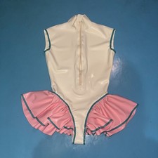 Latex Gummi Rubber ruffles sleeveless Leotard bodysuit customized 0.4mm 1210