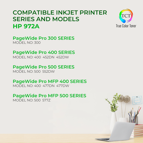 2Pk TCT 972A czarny F6T80AN do HP PageWide 452dn 477dn 477dw 552dw kompatybilny - Zdjęcie 2 z 6