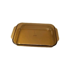 Vintage Pyrex #233-R Amber Brown Glass Baking Pan Casserole Dish 13”x 9”x 2” 3QT