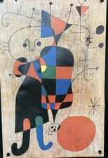 Joan Miro vintage 1949 “Figures and Dog In front of the Sun” Print