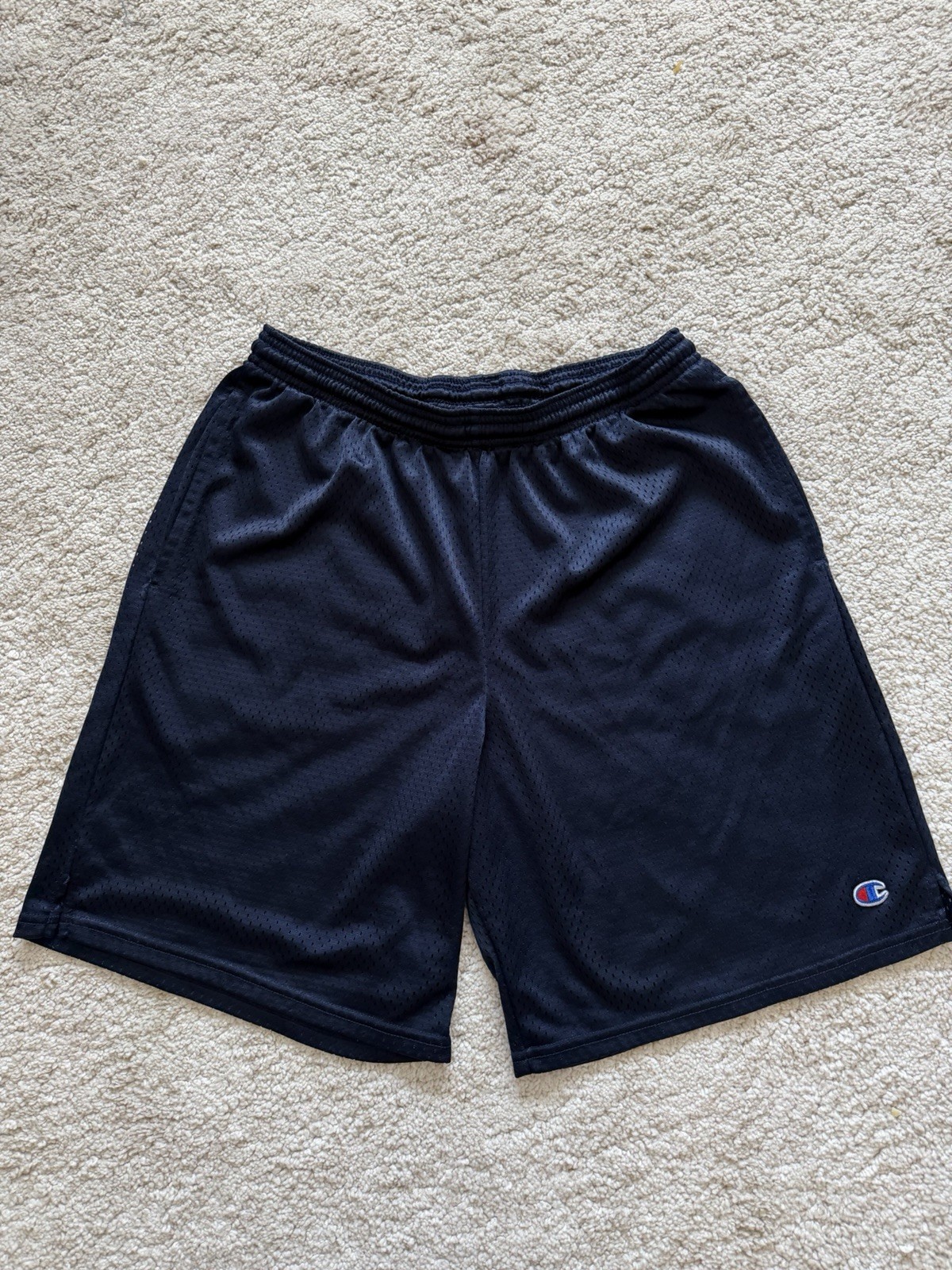 Champion Men's Mesh Athletic Shorts Size M Black Drawstring Elastic Waist