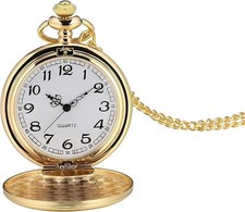 I-MART Smooth Vintage Pocket Watch with Chain Gold