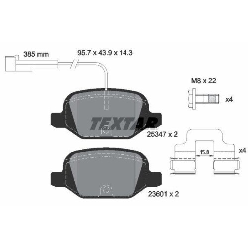 Textar 2534701 Bremsbelagsatz Scheibenbremse Hinterachse FüR Fiat-image