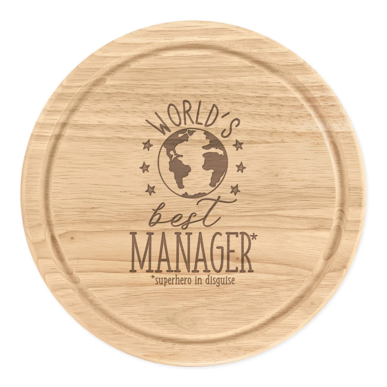 World's Best Manager Round Chopping Cheese Board Funny Gift Present