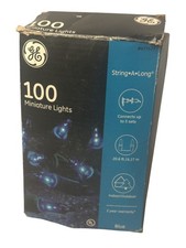 GE 100 Blue Miniature String Lights Indoor Outdoor Holiday Christmas Decor Set