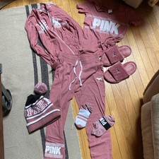 Lot 7 Victoria s secret Pink set hoodie Jogger XS Shirt Slippers Lightweight EUC