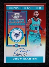 2019 Panini Contenders Optic Rookie Ticket Red Prizm 65/99 Cody Martin Auto 04dh