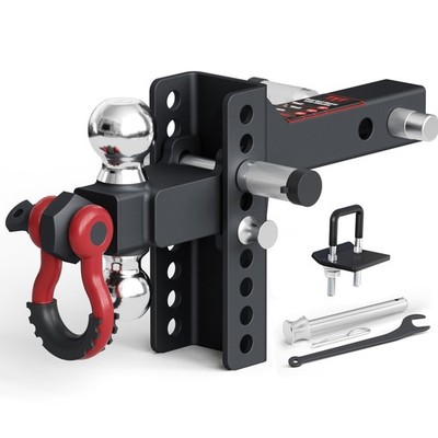 2'' Receiver 4'' Drop/Rise Adjustable Tow Hitch Dual Ball Mount Trailer 10000 lb