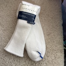 Vintage Towncraft JCPenney 1 Pair Socks White Sz 7.5-12 USA NOS