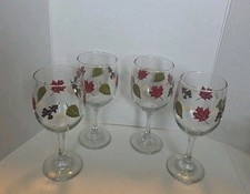 Vintage Libbey Fall AUTUMN LEAVES Wine/ STEM ...