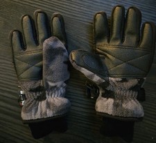 Thinsulate Adult Small 4/7 Fleace Lined Gloves Grey Camo/Black Leather