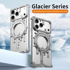 Cool Magnetic Metal Frameless Bumper Stand Case For iPhone 17 16 15 14 Pro Max