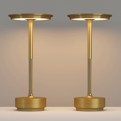 2pcs Cordless Table Lamps Rechargeable, LED Portable Touch 3 Color Dimming Light