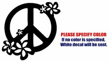 PEACE SIGN WITH FLOWERS JDM Funny Vinyl Decal Sticker Car Window Bumper Wall 6"