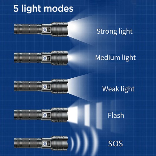 1200000LM LED Flashlight Zoom Light Super Bright Torch USB Rechargeable Lamp AUS - Picture 10 of 18