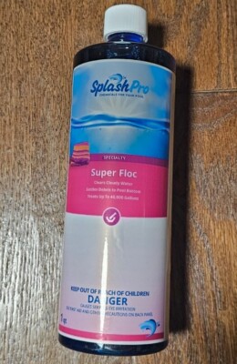 Super Floc Splash Pro Clear Cloudy Swimming Pool Water, 1 Qt