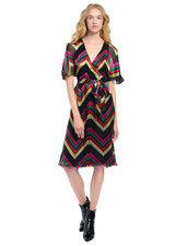 ALICE + OLIVIA Lexa Chevron Burnout Silk Blend Midi Dress UK 6 US 2 XS BNWT