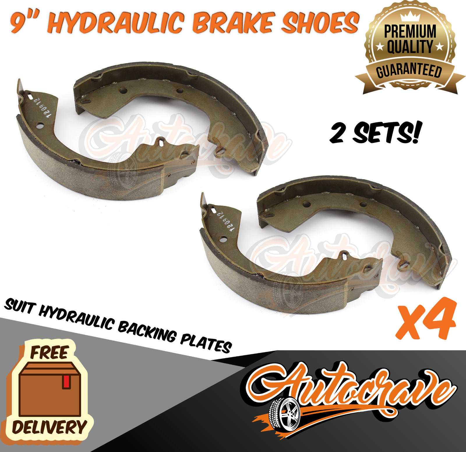 TRAILER 9" HYDRAULIC BRAKE SHOES Left Right Replacement Caravan Backing